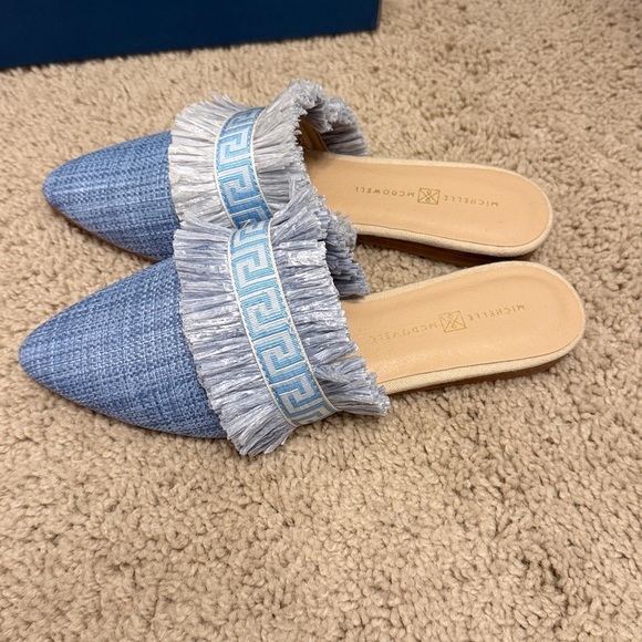 Michelle McDowell Blue Fringe Mules - Picture 3 of 7